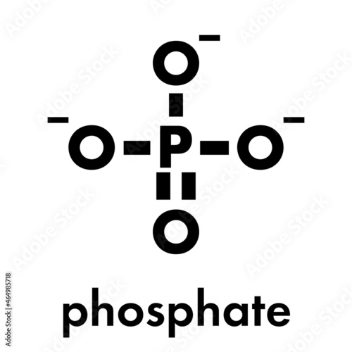 Phosphate anion, chemical structure. Skeletal formula.