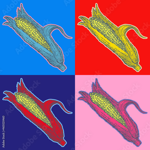 Corn food Pop Art Style Andy Warhol style Vector