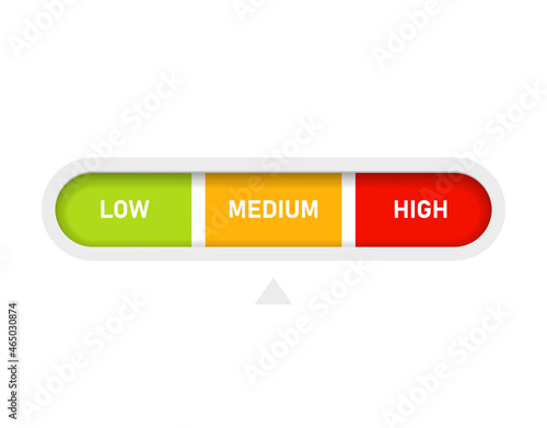 Low medium high level horizontal bar icon. Clipart image isolated on white background