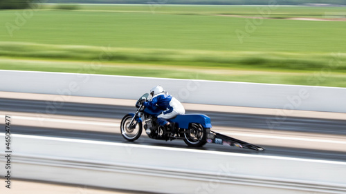 Side view of a motorcycle during a drag racing in Kearney, NE