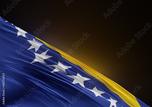 Abstract Bosnia and Herzegovina Flag Illustration 3D Rendering (3D Artwork)