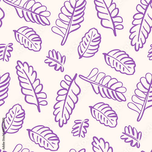 Monochrome seamless pattern with leaves