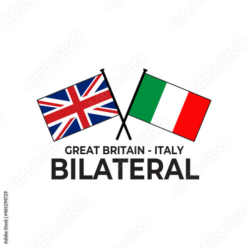 Great Britain Italy bilateral relation country flag icon logo design