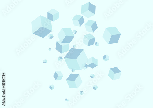 Grey Polygon Background Blue Vector. Geometric Abstract Illustration. White Square Collection Design. Scatter Card. Gray Random Cubic.
