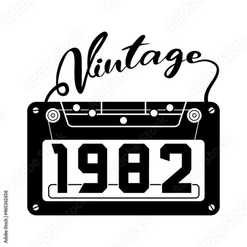 vintage 1982 Retro Cassette Tape, 1982 birthday typography design