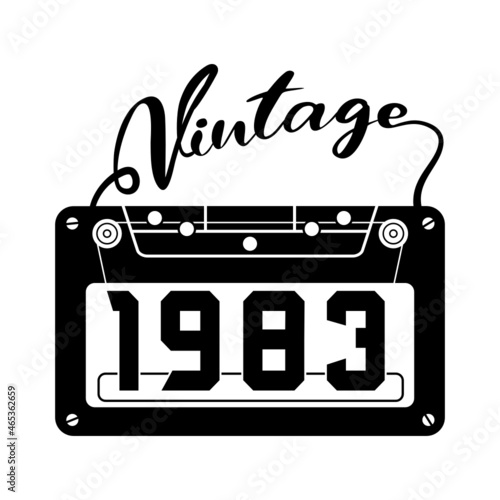 vintage 1983 Retro Cassette Tape, 1983 birthday typography design