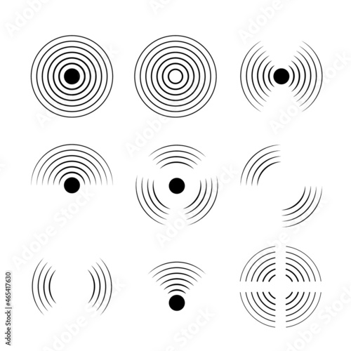 SIgnal sound wave icon circle. Pulse vector sonic digital graphic noise symbol wave