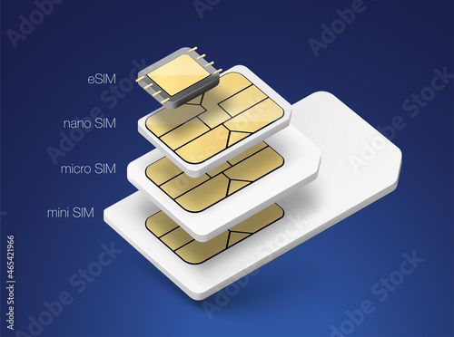 Set of different SIM cards. Vector illustration. Ready for your design. EPS10. 