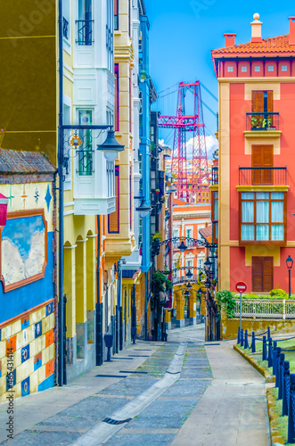Colorful facades in Portugalete, Basque Country, Spain