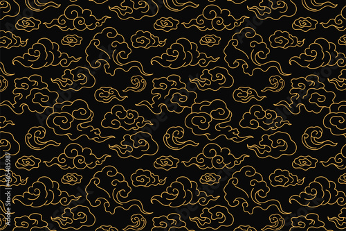 Cloud background, seamless Chinese oriental pattern vector