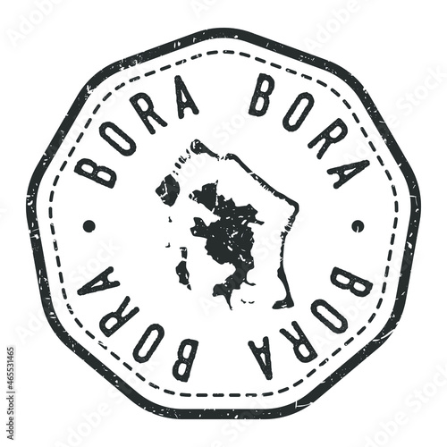Bora-Bora, French Polynesia Map Stamp Retro Postmark. Silhouette Postal Passport. Seal Round Vector Icon. Badge Vintage Postage Design.