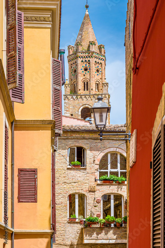 Streets and alleys in old town of Atri, medieval pearl near Teramo, Abruzzo, Italy. It's one of the oldest medieval town in Abruzzo