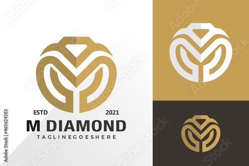 Letter m diamond stone logo and icon design vector concept for template