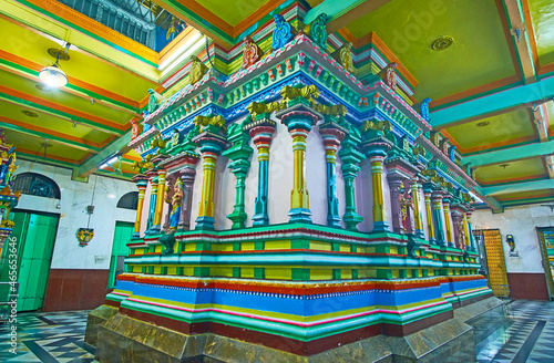 Garbha-griha inner shrine of Sri Kaali Amman Hindu Temple, Yangon, Myanmar