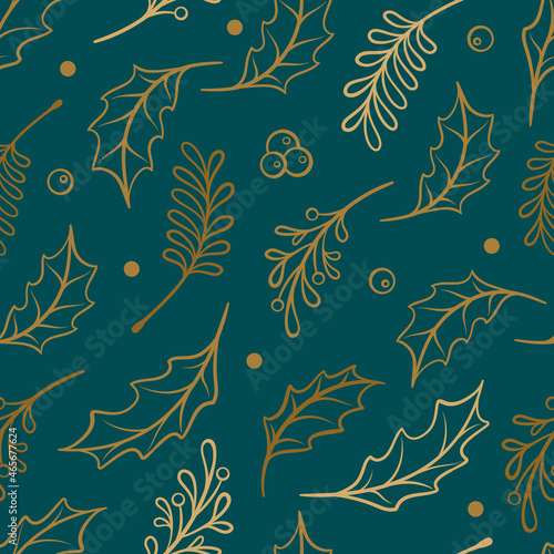 Christmas holiday florals vector seamless pattern