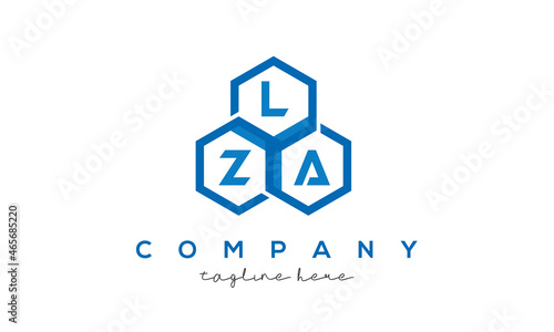 LZA letters design logo with three polygon hexagon logo vector template