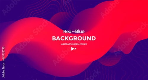 Red and blue fluid wave. Duotone geometric compositions with gradient 3d flow shape. Innovation modern background design for cover, landing page.