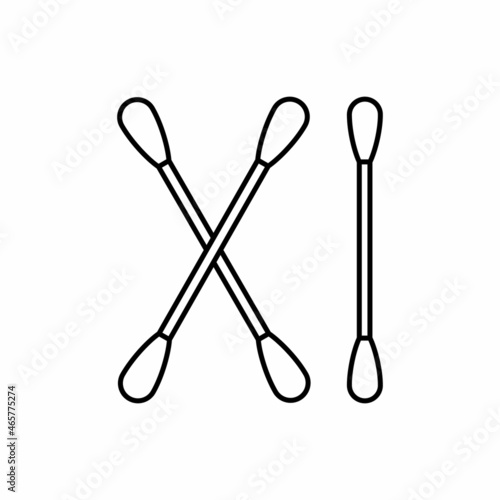 three cotton buds line art vector icon