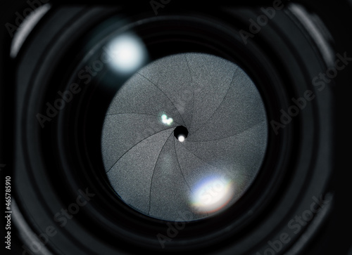 Camera lens diaphragm close up