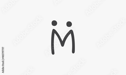 people holding hands with each other letter M logo isolated on white background.