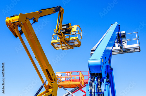 modern lifter in front blue sky