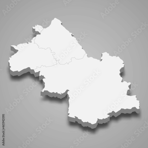 3d isometric map of Isere is a department in France