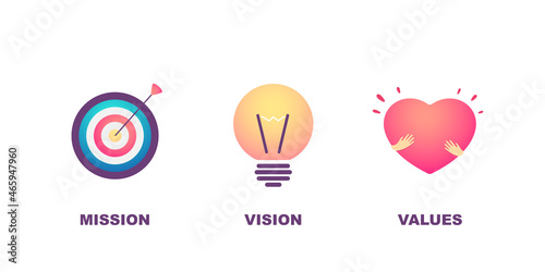Mission, vision and values business illustration