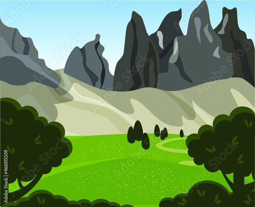 italian mountains landscape of dolomites hand drawn vector illustration