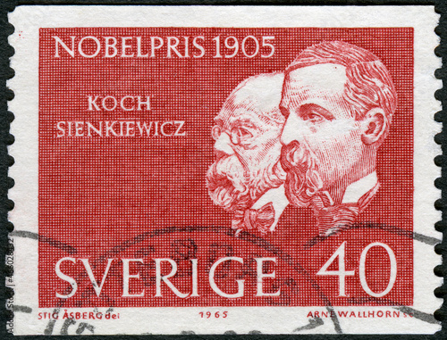 SWEDEN - 1965: shows Robert Heinrich Hermann Koch (1843-1910), Henryk Adam Aleksander Pius Sienkiewicz (1846-1916), 1965