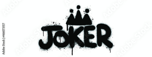 Joker lettering with crown, sprayed. Illustration for logo, print. Vector.