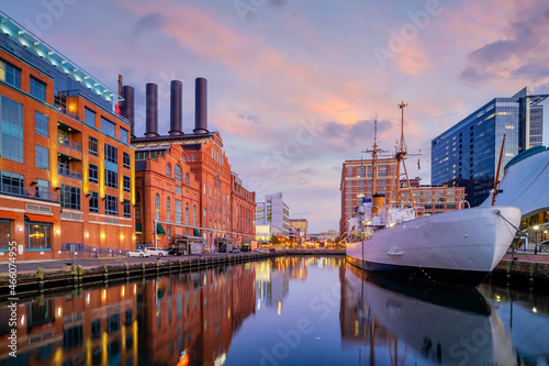 Downtown Baltimore city skyline , cityscape in Maryland USA