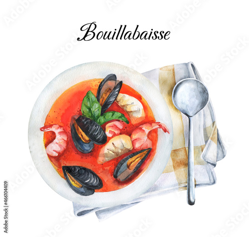 Bouillabaisse colorful illustration