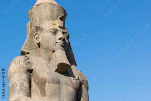 Statue of Ramesses II at Luxor temple with copy space