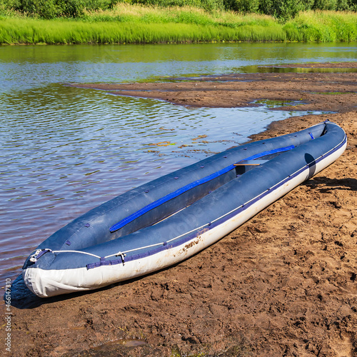 inflatable blue kayak