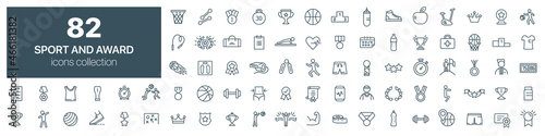 Sport and award line icons collection. Vector illustration eps10