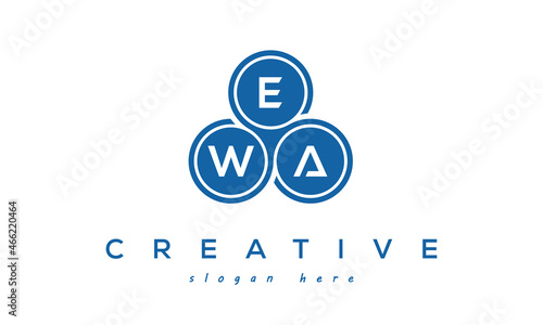 EWA creative circle three letters logo design with blue