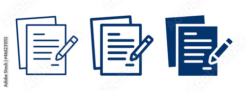 Business contract icon set. Paper with pencil icon vector illustration.