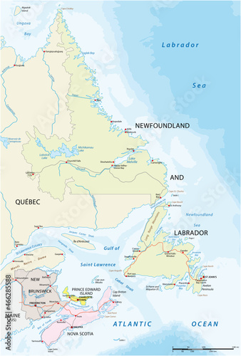 Vector road map of the four canada atlantic provinces