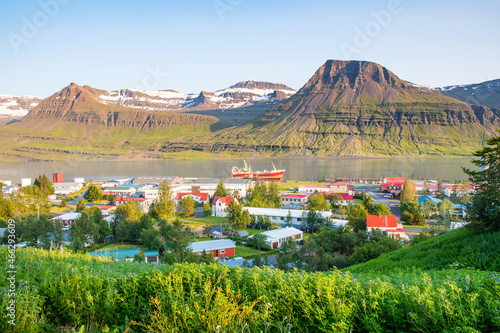 Town of Reydarfjordur in east Iceland