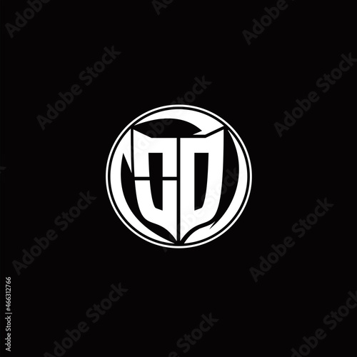 OD Logo monogram shield shape with three point sharp rounded design template