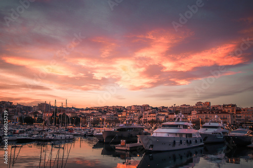 sunset in the harbor