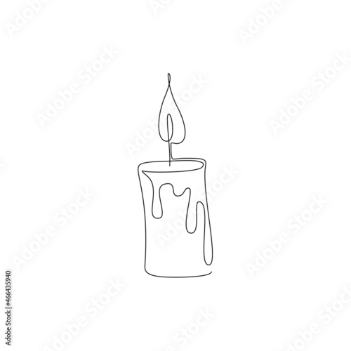Abstract candle line drawing isolated on white background.