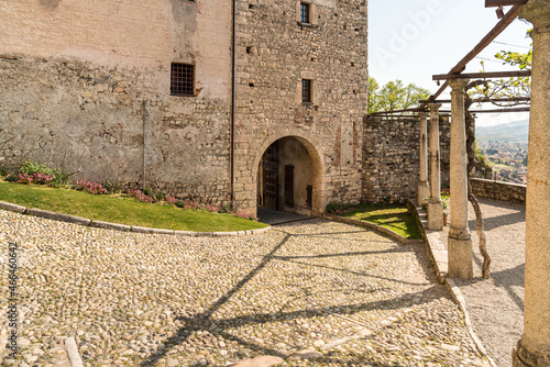 Courtyard inside Rocca Borromeo di Angera on the shore of Lake Maggiore, province of Varese, Italy