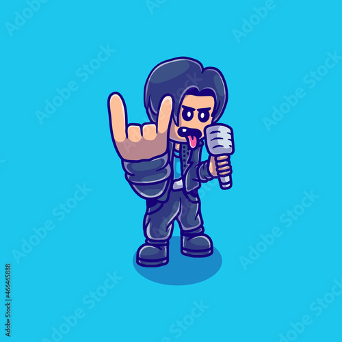 cute and cool rock singer illustration