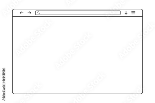 Outline browser frame. Web browser window. Transparent web page.