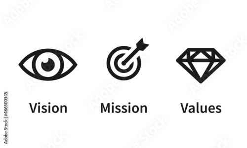 Vision mission values glyph icon. Clipart image isolated on white background