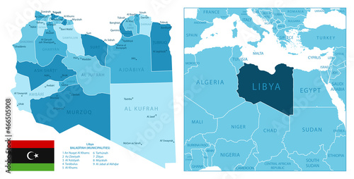 Libya - highly detailed blue map.