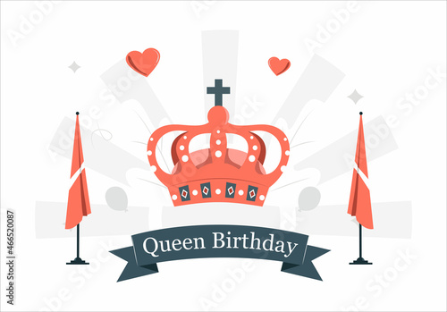 queen's birthday. Queen's crown as a symbol of the kingdom
