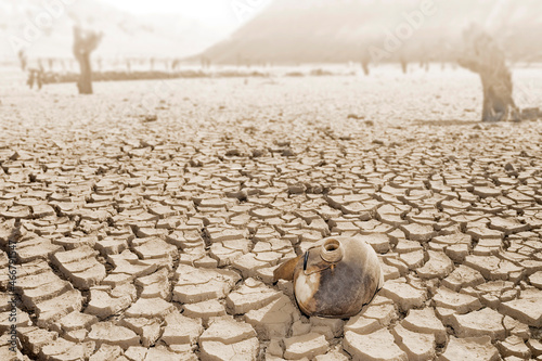 dry cracked earth by global warming effect
