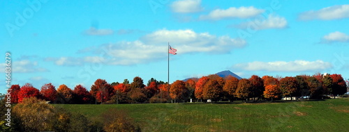 Fall foliage at the National D-Day Memorial in Bedford, Virginia.